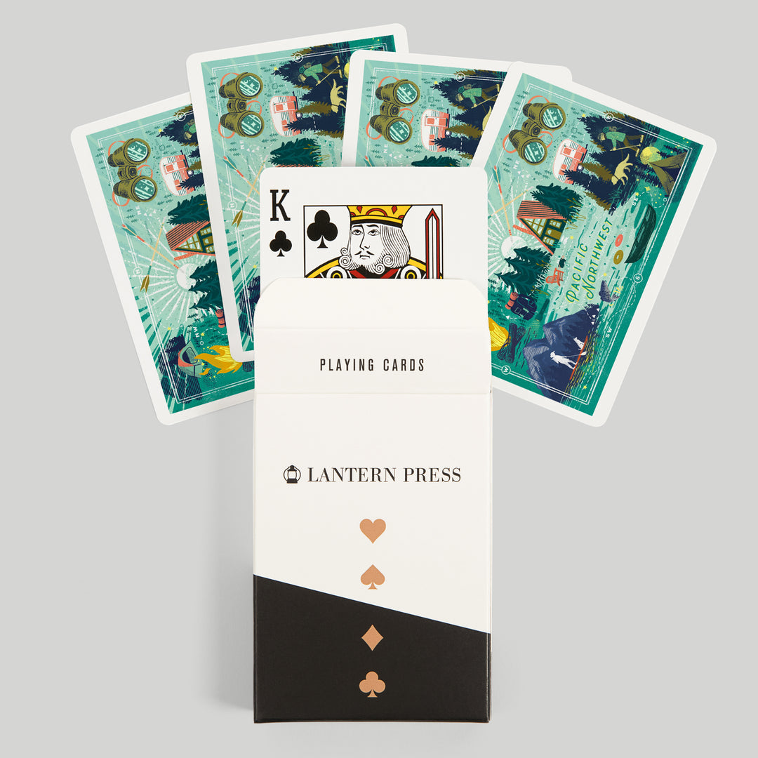 Playing Cards, Pacific Northwest, Lake Life Series, Collage, Landscape With Mountain, 52 Card Deck with Jokers in Box, Unique Art