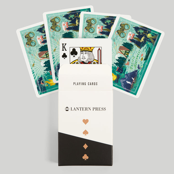 Playing Cards, Pacific Northwest, Lake Life Series, Collage, Landscape With Mountain, 52 Card Deck with Jokers in Box, Unique Art