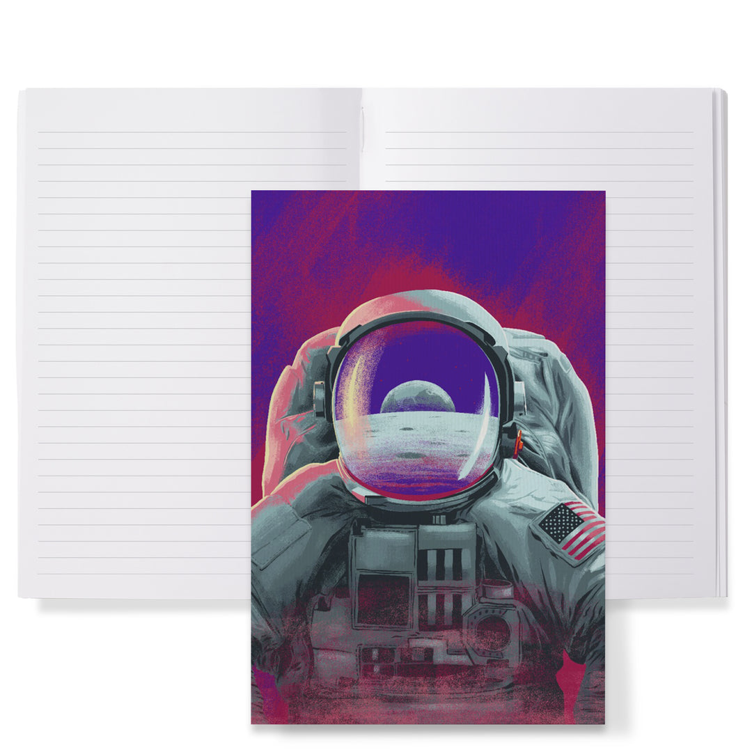 Lined 6x9 Journal, Because, Science Collection, Astronaut, Moon Reflection, Lay Flat, 193 Pages, FSC paper