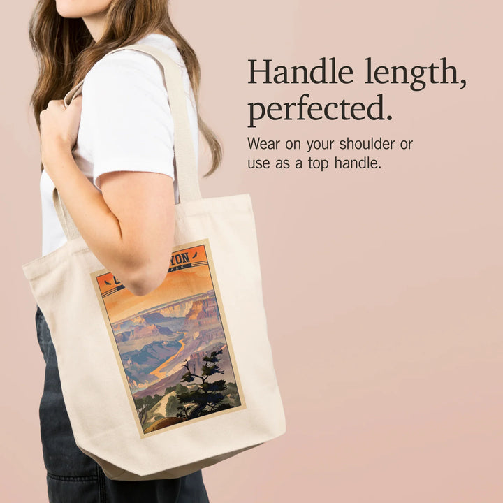 Grand Canyon National Park, Arizona, Lithograph National Park Series, Desert View, Tote Bag
