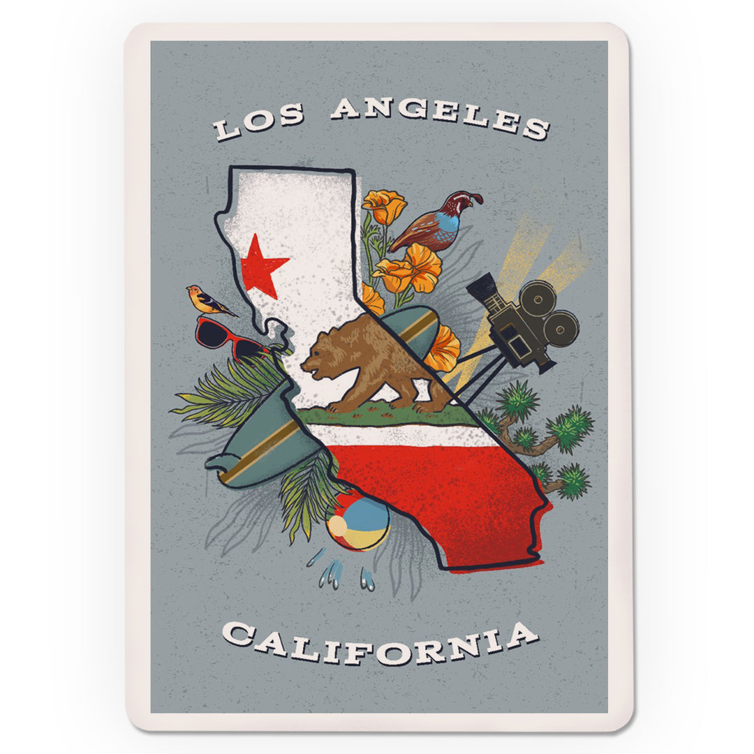 Playing Cards, Los Angeles, California, State Treasure Trove, 52 Card Deck with Jokers in Box, Unique Art