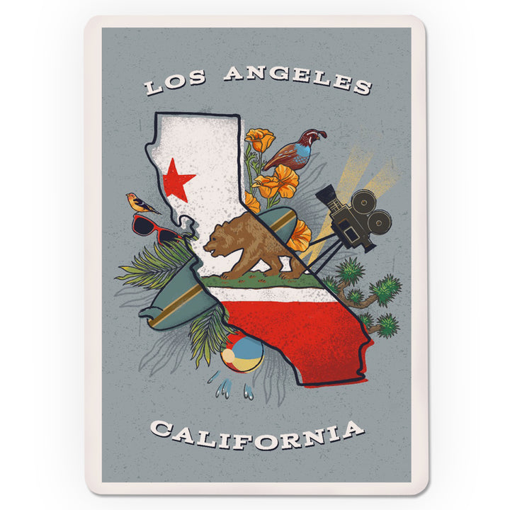Playing Cards, Los Angeles, California, State Treasure Trove, 52 Card Deck with Jokers in Box, Unique Art