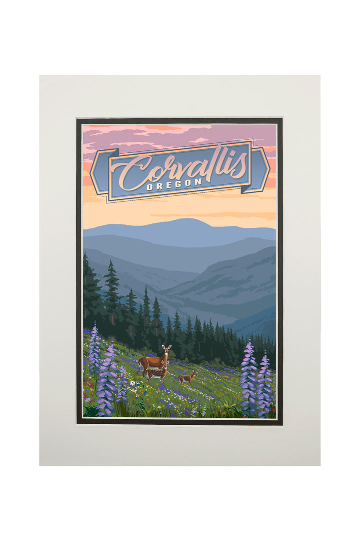 Corvallis, Oregon, Deer and Spring Flowers, Art & Giclee Prints
