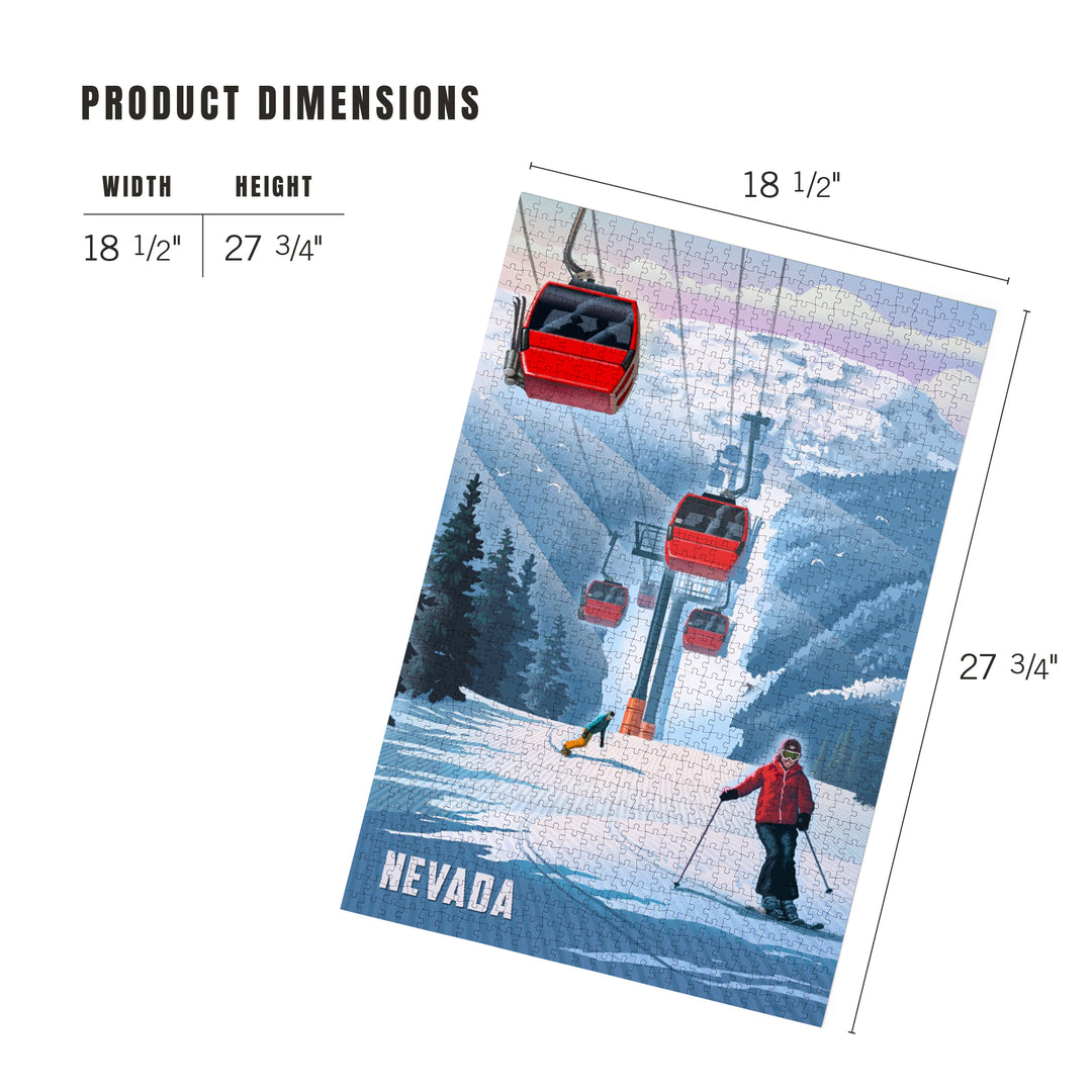Nevada, Lithograph, Gondolas, Red, 1000 Piece Jigsaw Puzzle