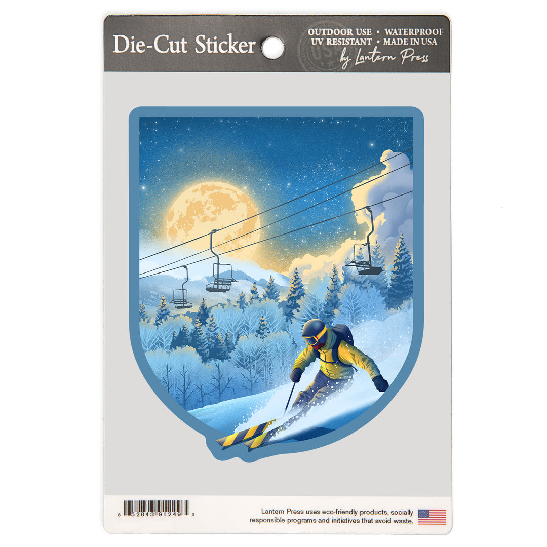 Lithograph, Night Ski, Vinyl Sticker