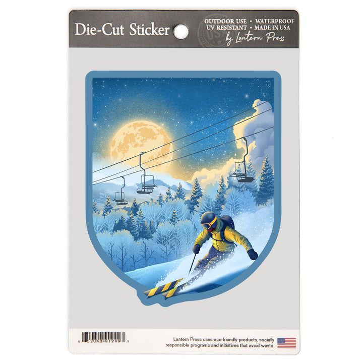 Lithograph, Night Ski, Vinyl Sticker