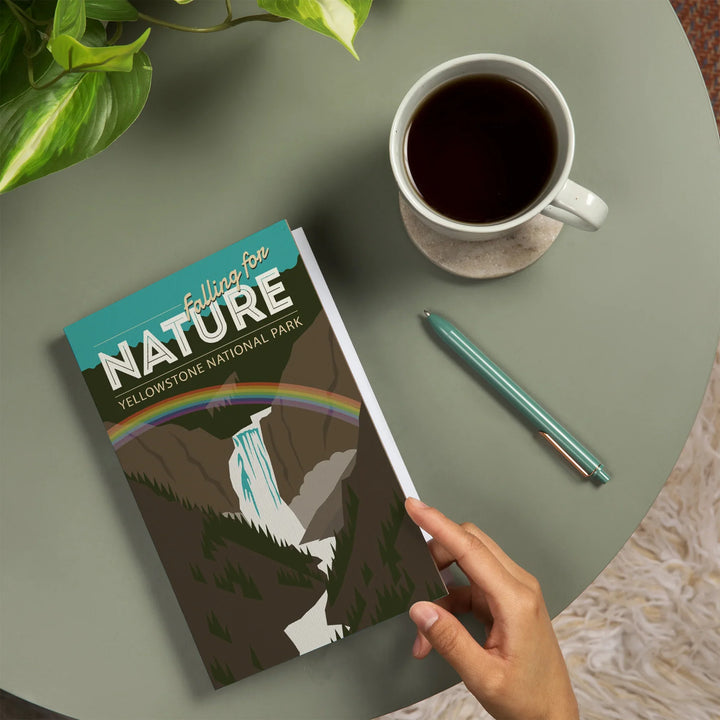 Lined 6x9 Journal, Yellowstone National Park, Yellowstone Falls, Falling for Nature, Lay Flat, 193 Pages, FSC paper