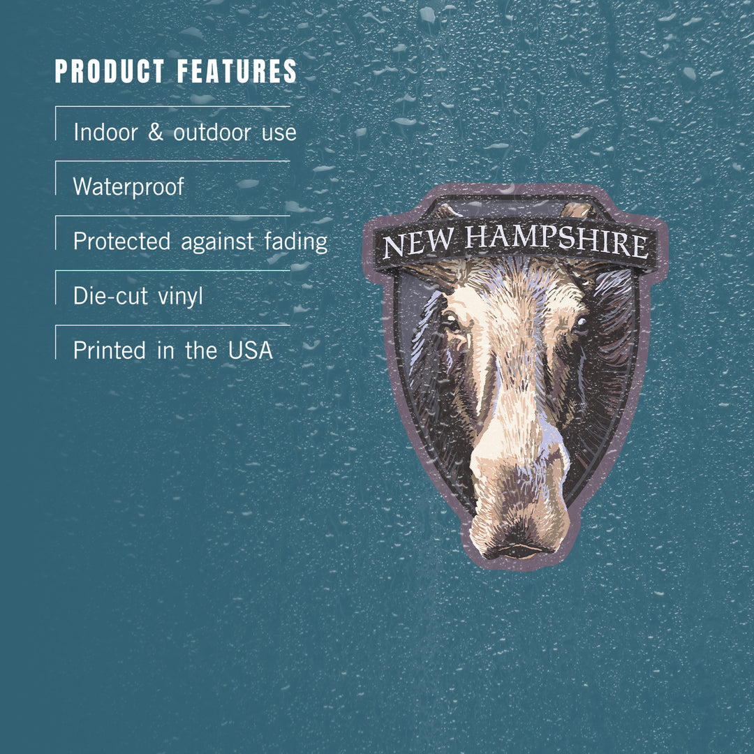 New Hampshire, Moose Up Close, Contour, Vinyl Sticker