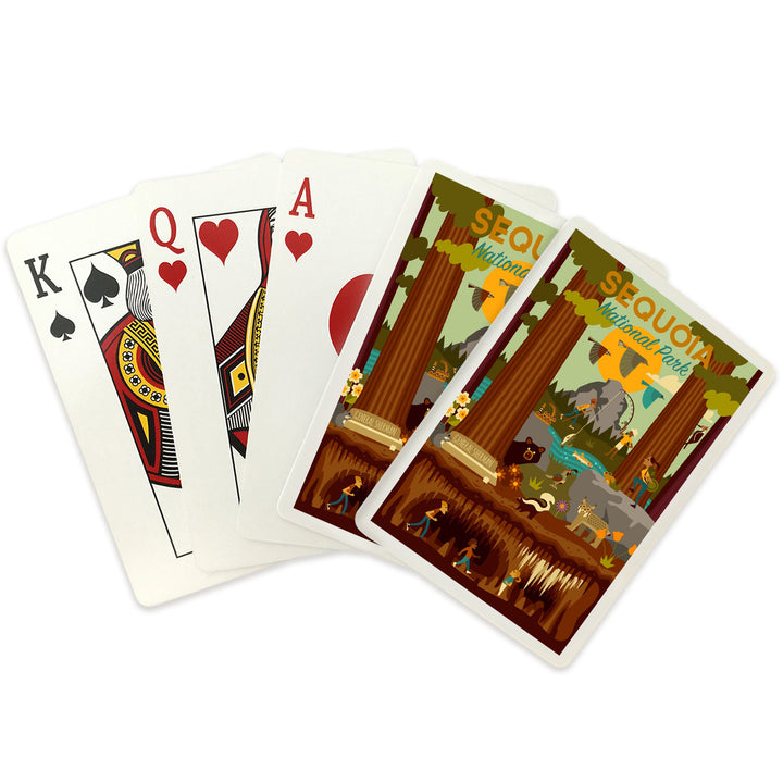 Playing Cards, Sequoia National Park, California, Geometric National Park Series, 52 Card Deck with Jokers in Box, Unique Art