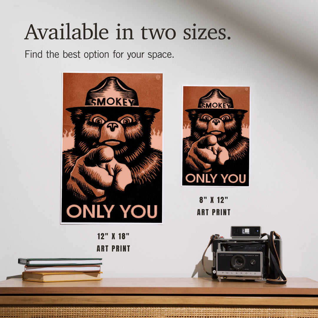 Smokey Bear, Only You, Halftone Red, Officially Licensed, Art & Giclee Prints