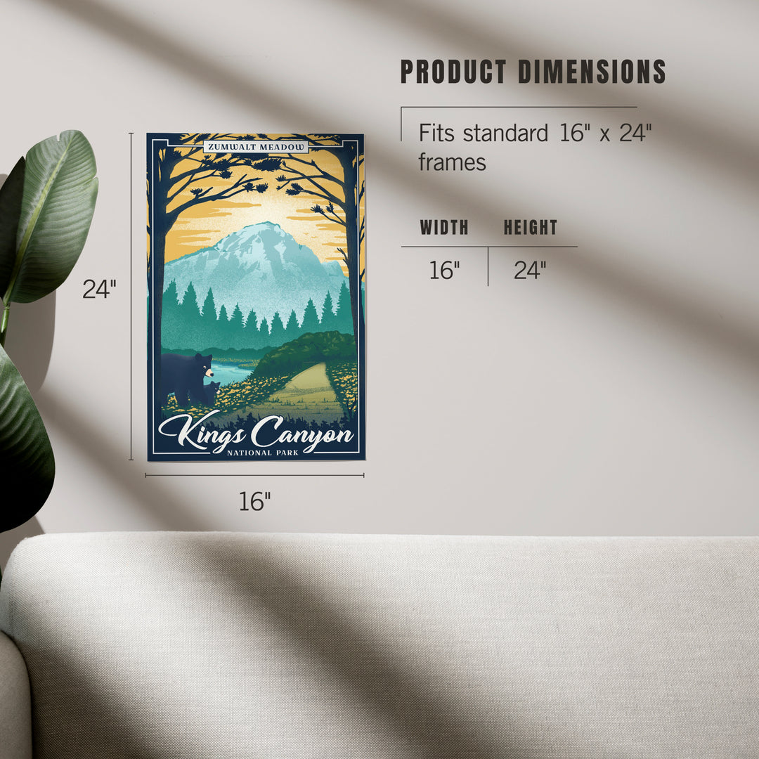 Kings Canyon National Park, California, Lithograph National Park Series, Zumwalt Meadow, Art & Giclee Prints