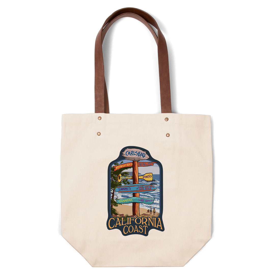 Carlsbad, California, Destinations Sign, Contour, Lantern Press Artwork, Accessory Go Bag