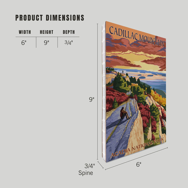 Lined 6x9 Journal, Acadia National Park, Maine, Cadillac Mountain, Painterly Series, Lay Flat, 193 Pages, FSC paper