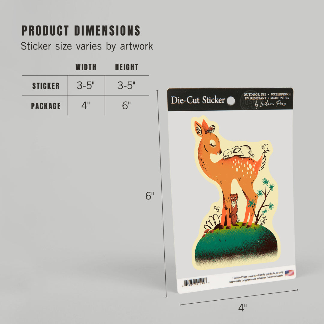 Midcentury, Whitetail Deer, Vinyl Sticker