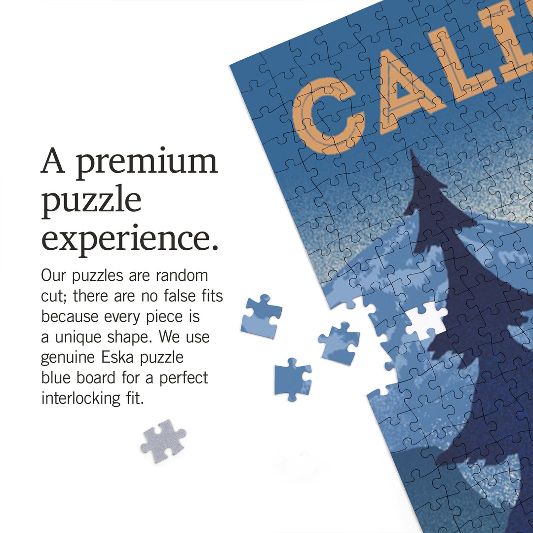 California, Lithograph, Elk and Mountain Scene, 1000 Piece Jigsaw Puzzle