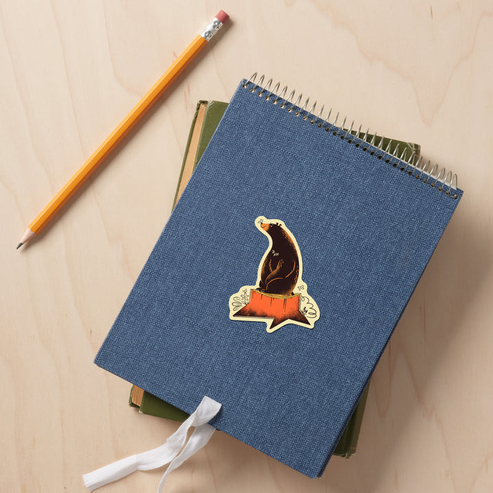 Midcentury, Black Bear, Vinyl Sticker
