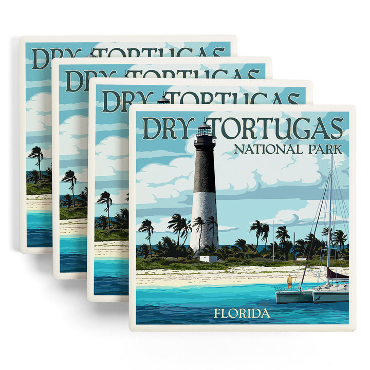 Dry Tortugas National Park, Florida, Lighthouse, Painterly Series, Coasters