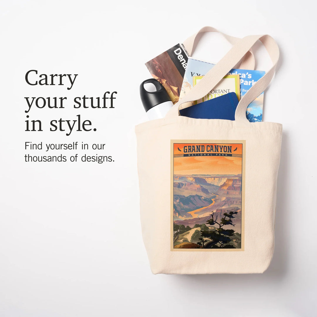 Grand Canyon National Park, Arizona, Lithograph National Park Series, Desert View, Tote Bag