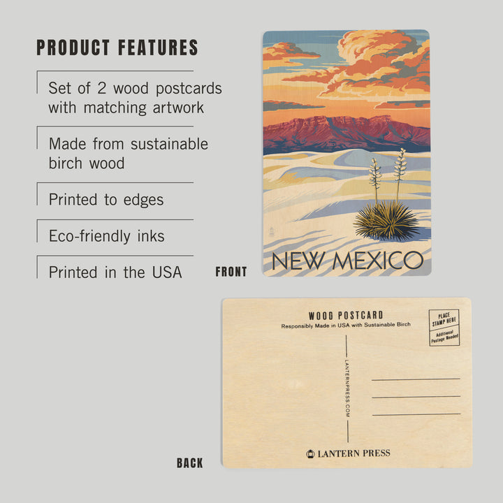 New Mexico, White Sands Sunset, Wood Sign and Postcards
