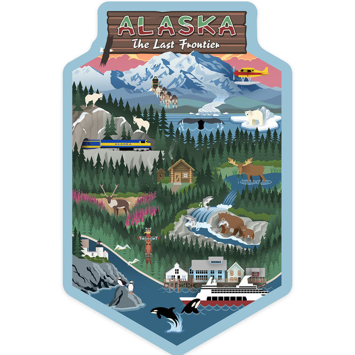 Alaska, Retro Scenes, Contour, Vinyl Sticker