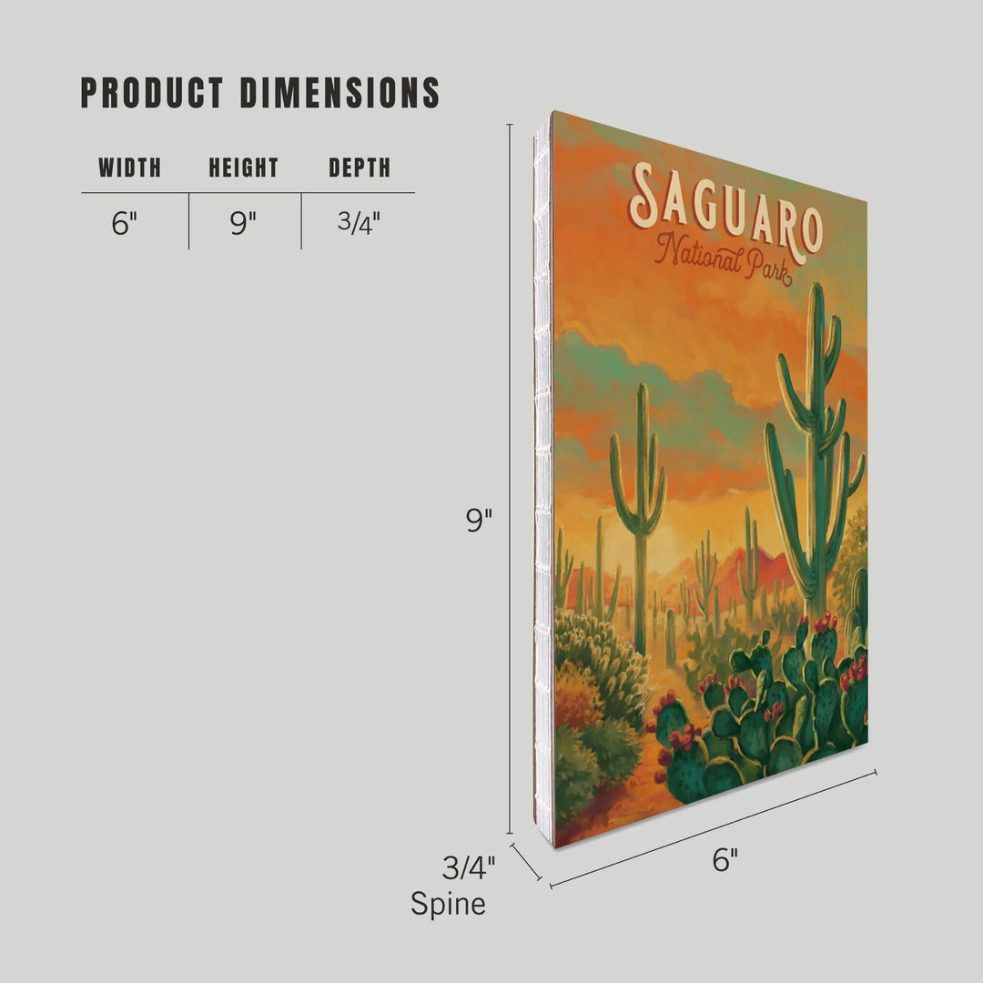 Lined 6x9 Journal, Saguaro National Park, Arizona, Oil Painting National Park Series, Lay Flat, 193 Pages, FSC paper