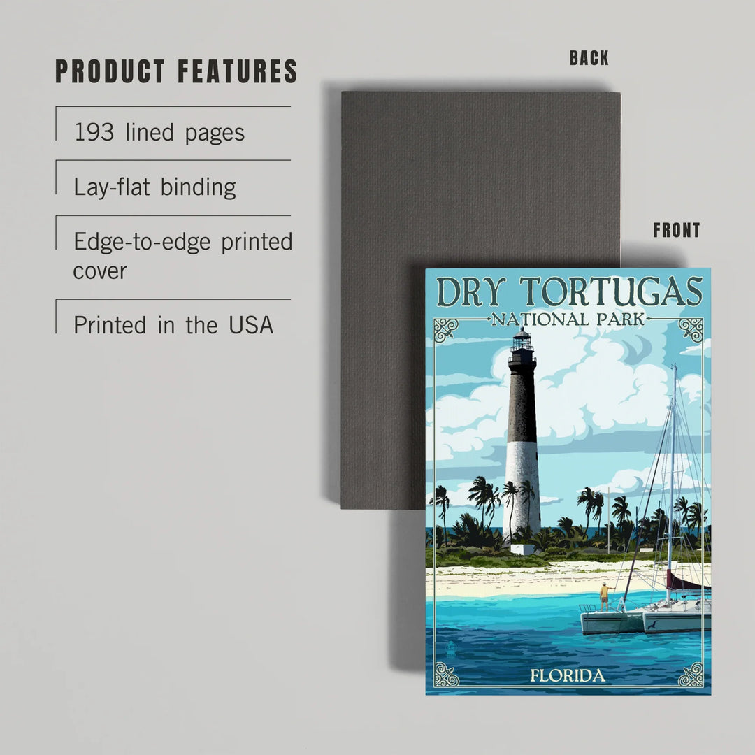 Lined 6x9 Journal, Dry Tortugas National Park, Florida, Lighthouse, Painterly Series, Lay Flat, 193 Pages, FSC paper