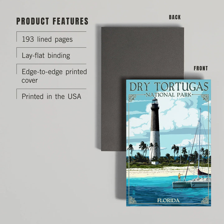 Lined 6x9 Journal, Dry Tortugas National Park, Florida, Lighthouse, Painterly Series, Lay Flat, 193 Pages, FSC paper