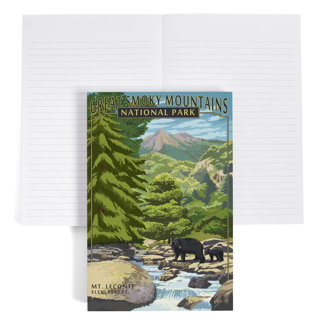 Lined 6x9 Journal, Great Smoky Mountains National Park, Tennessee, Leconte Creek and Mt. Leconte Press, Lay Flat, 193 Pages, FSC paper