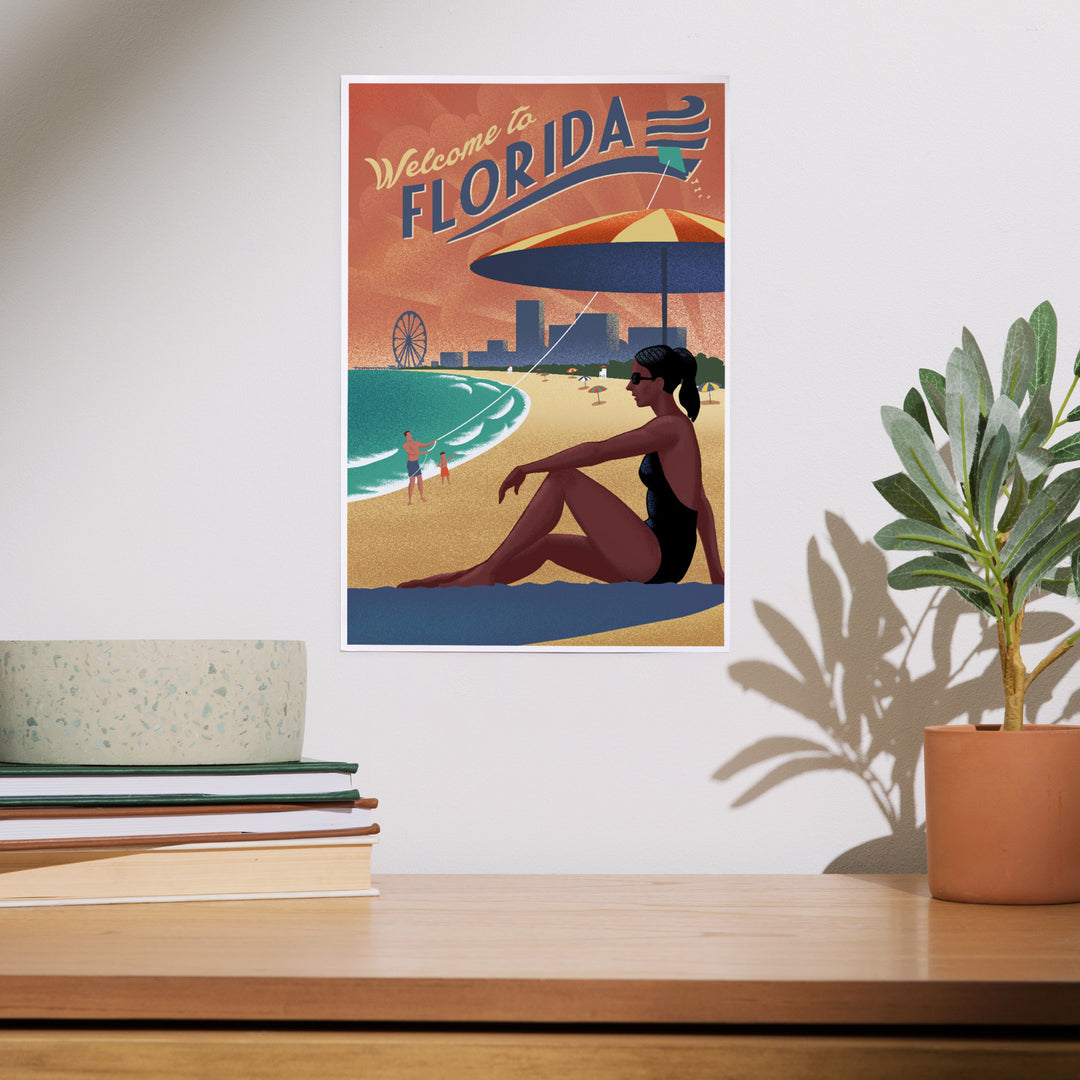 Florida, Beach Scene, Lithograph, Art & Giclee Prints