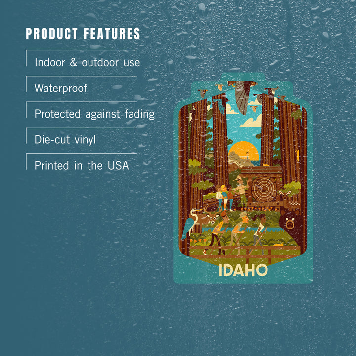 Idaho, Geometric, Forest, Vinyl Sticker