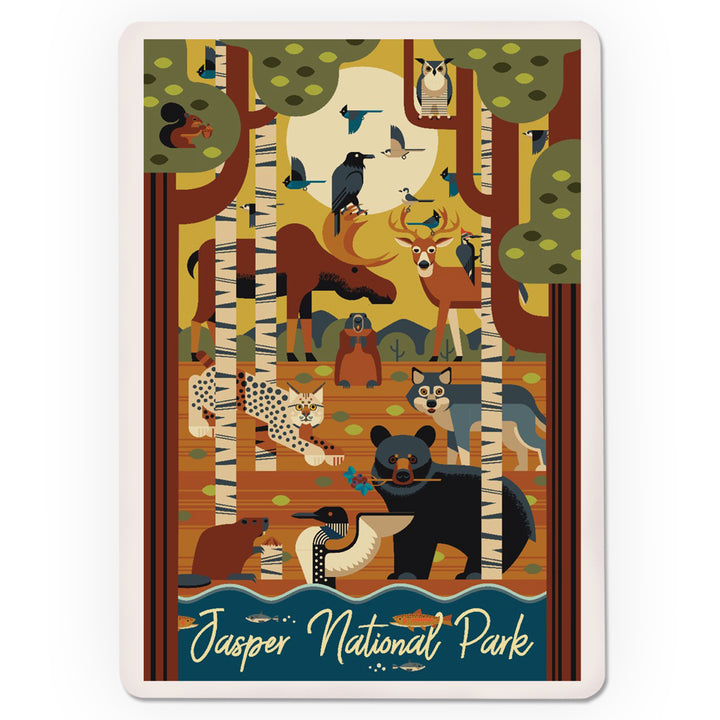 Playing Cards, Jasper National Park, Canada, Forest Animals, Geometric, 52 Card Deck with Jokers in Box, Unique Art