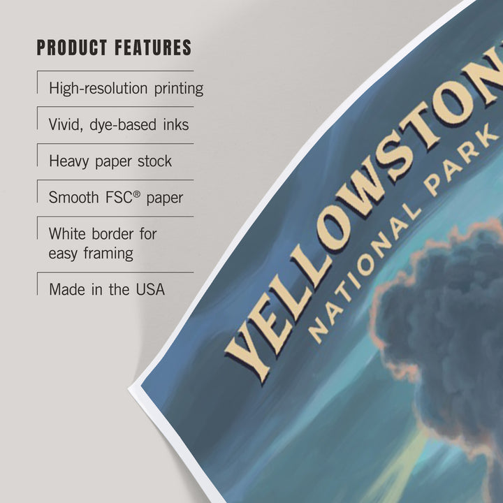 Yellowstone National Park, Wyoming, Oil Painting, Old Faithful Eruption, Art & Giclee Prints