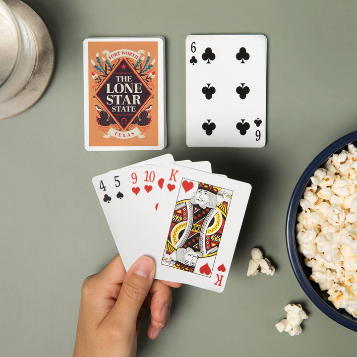 Playing Cards, Fort Worth, Texas, State Motto Crest, State Series, 52 Card Deck with Jokers in Box, Unique Art