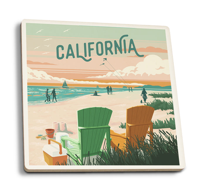 California, Painterly, Bottle This Moment, Beach Chairs, Coaster Set