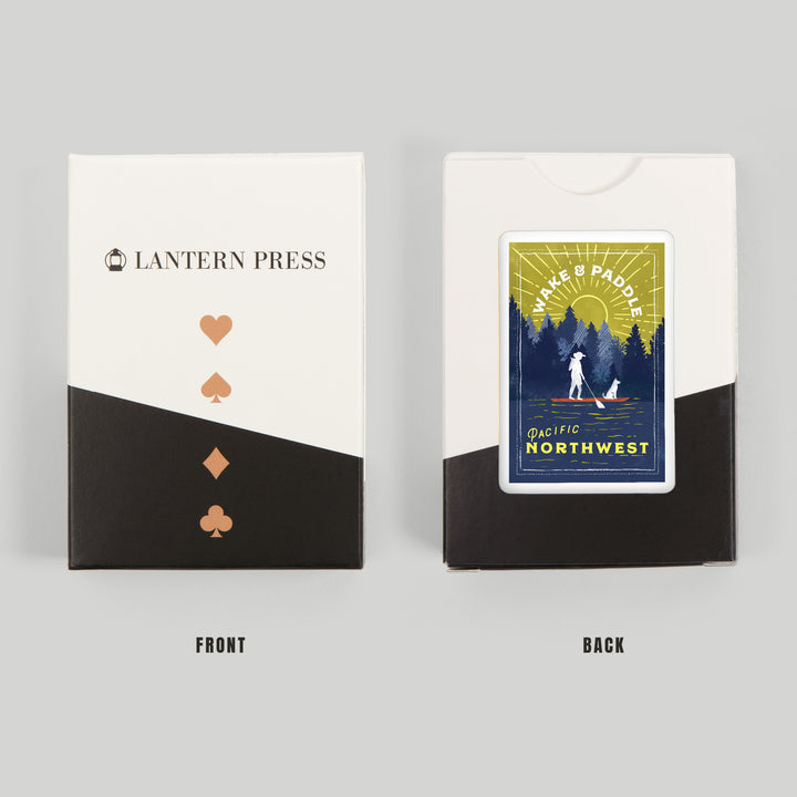 Playing Cards, Pacific Northwest, Lake Life Series, Wake and Paddle, Landscape with Trees, 52 Card Deck with Jokers in Box, Unique Art