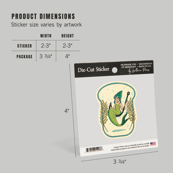 Vintage Mascot, Mermaid, Vinyl Sticker