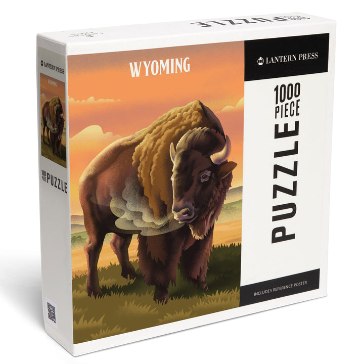Wyoming, Lithograph Wildlife Series, Bison, Jigsaw Puzzle