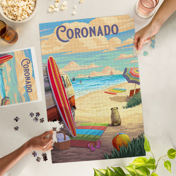Coronado, California, Painterly, Beach Activities, Jigsaw Puzzle