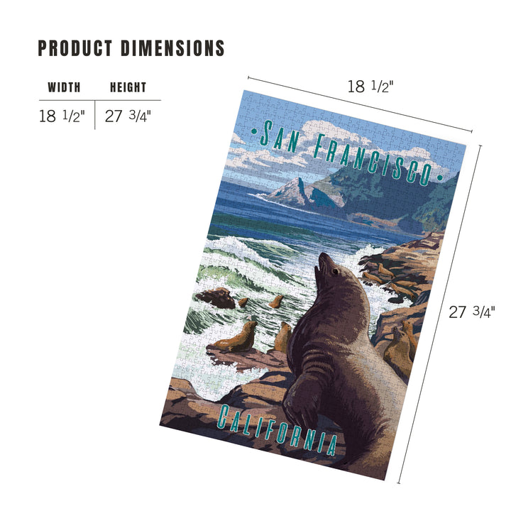 San Francisco, California, Sea Lions on Coast, 1000 Piece Jigsaw Puzzle