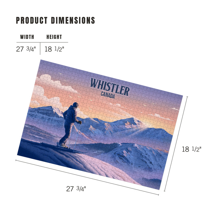 Whistler, Canada, Lithograph, Skier at the Top, 1000 Piece Jigsaw Puzzle