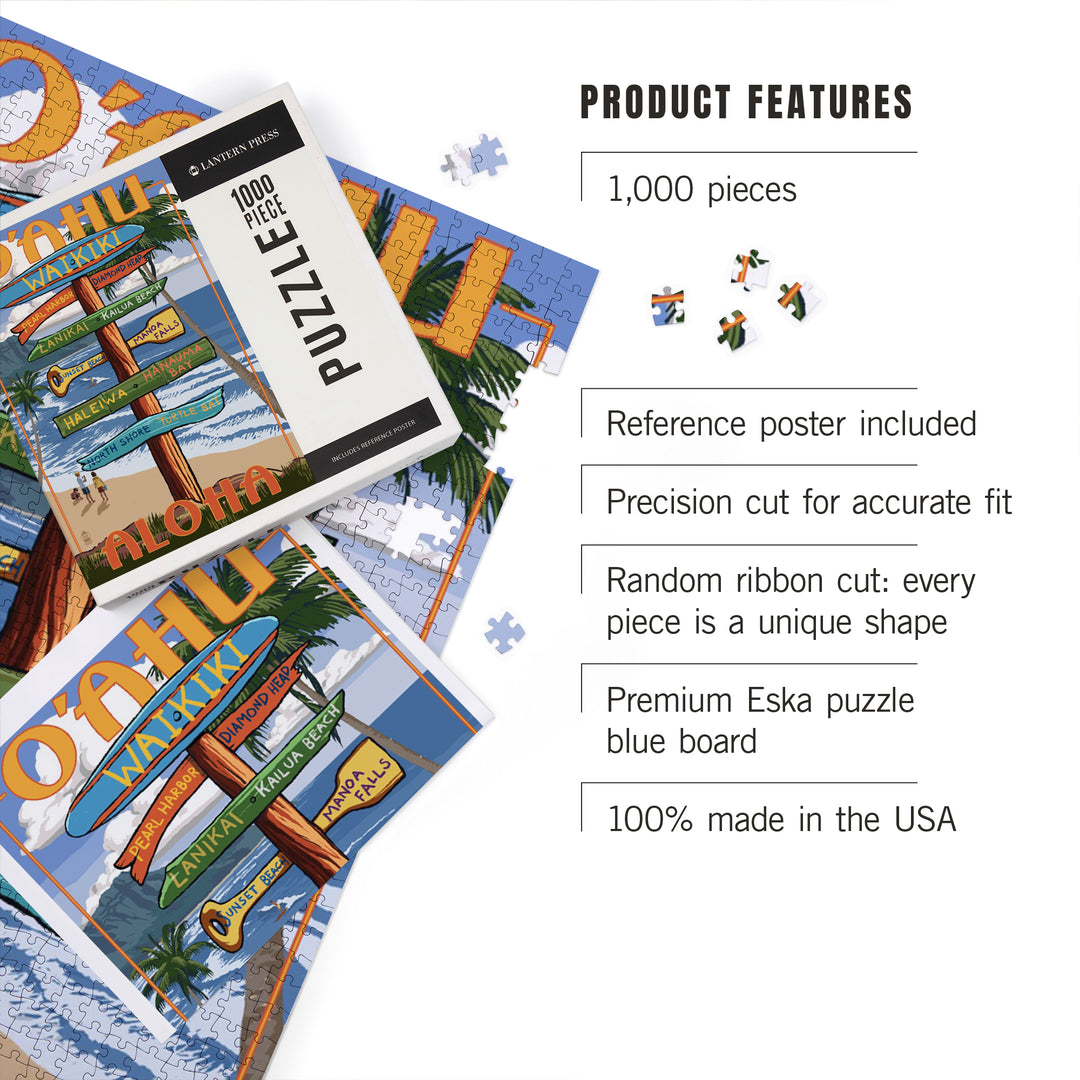 Waikiki, Oahu, Hawaii, Aloha, Sign Destinations, Jigsaw Puzzle