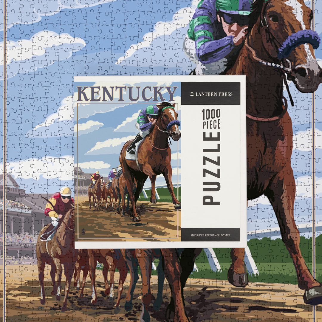 Kentucky, Horse Racing Track Scene, Jigsaw Puzzle
