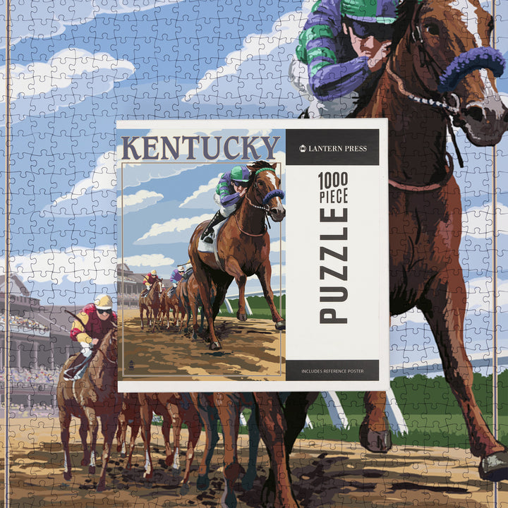 Kentucky, Horse Racing Track Scene, Jigsaw Puzzle