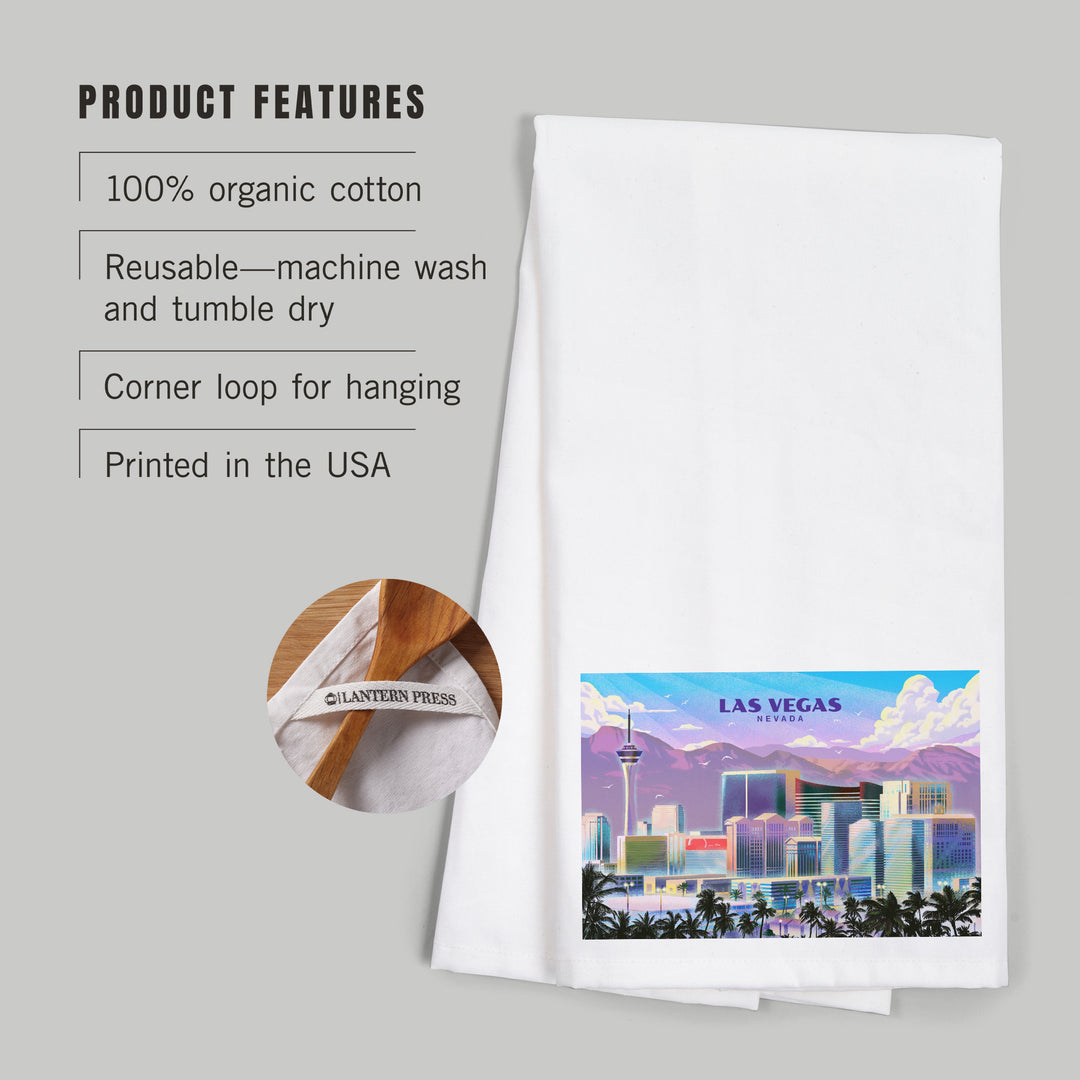Las Vegas, Nevada, Lithograph, City Series, Organic Cotton Kitchen Tea Towels