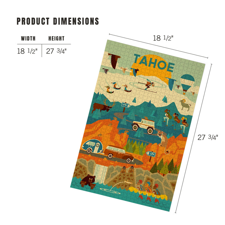 Lake Tahoe, California, Geometric, Tahoe, 1000 Piece Jigsaw Puzzle