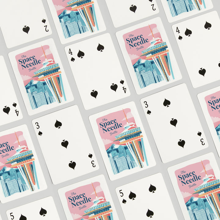 Playing Cards, Seattle, Washington, Space Needle, Epic City Scene, 52 Card Deck with Jokers in Box, Unique Art