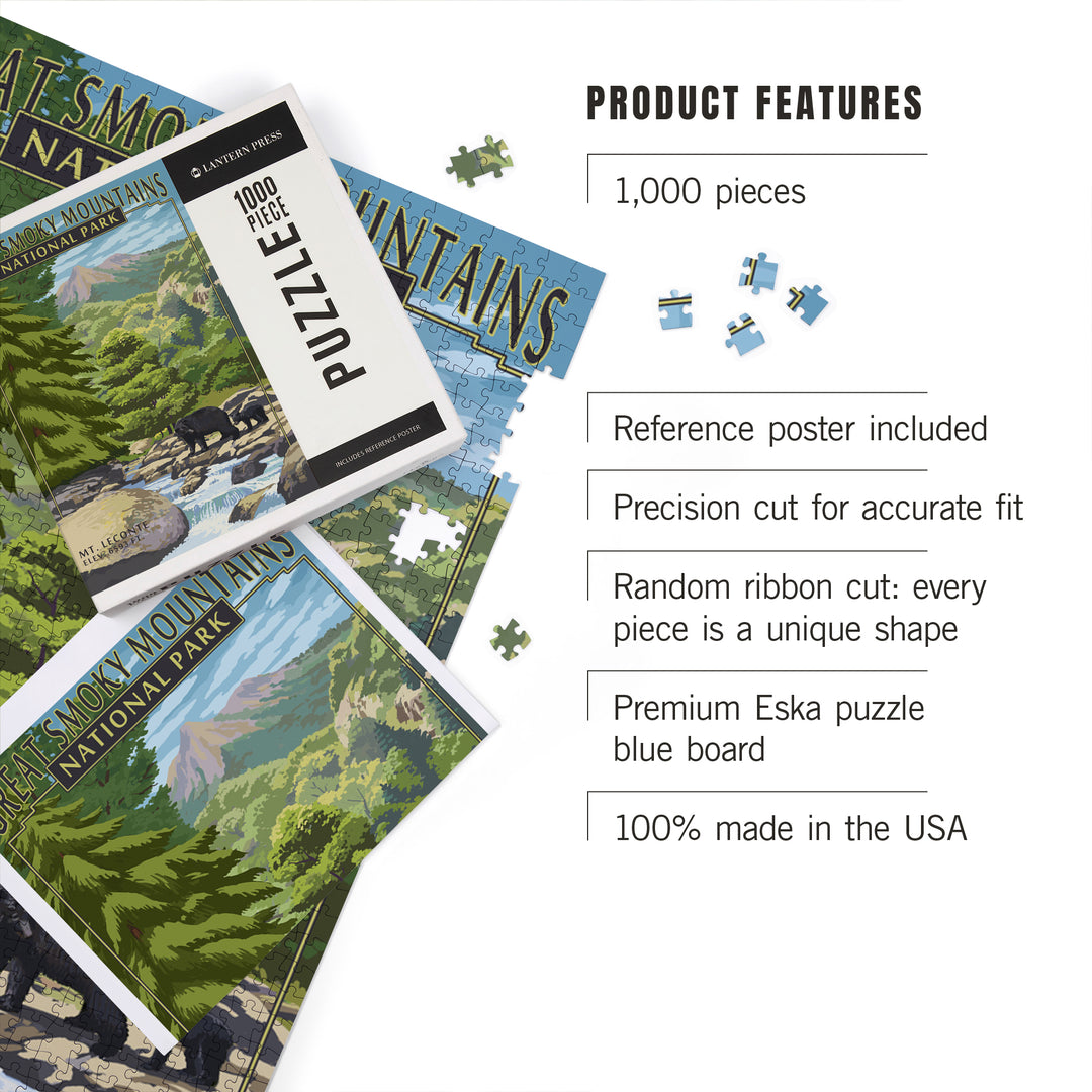 Great Smoky Mountains National Park, Tennessee, Leconte Creek and Mt. Leconte Press, Jigsaw Puzzle