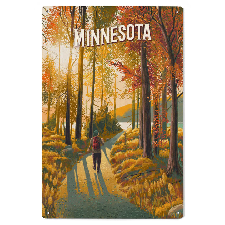 Minnesota, Walk In The Woods, Day Hike, Wood Signs and Postcards - Lantern Press