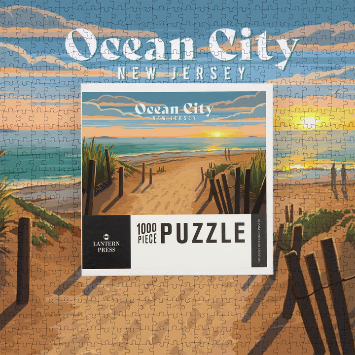 Ocean City, New Jersey, Painterly, Sand Soul Sun, Beach Path, 1000 Piece Jigsaw Puzzle