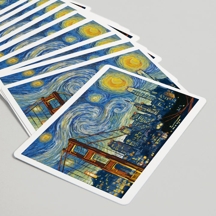 Playing Cards, San Francisco, California, Starry Night City Series, 52 Card Deck with Jokers in Box, Unique Art